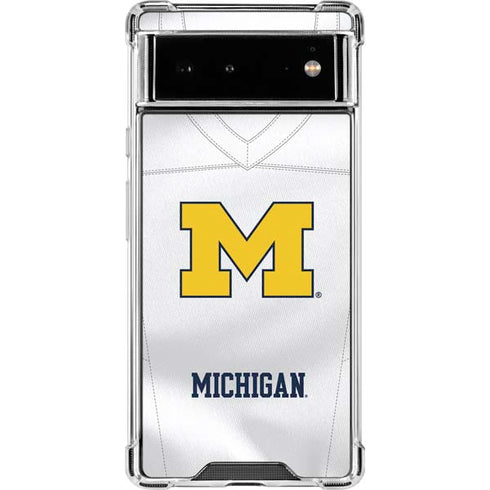 University of Michigan White Jersey Google Pixel 6 Clear Case